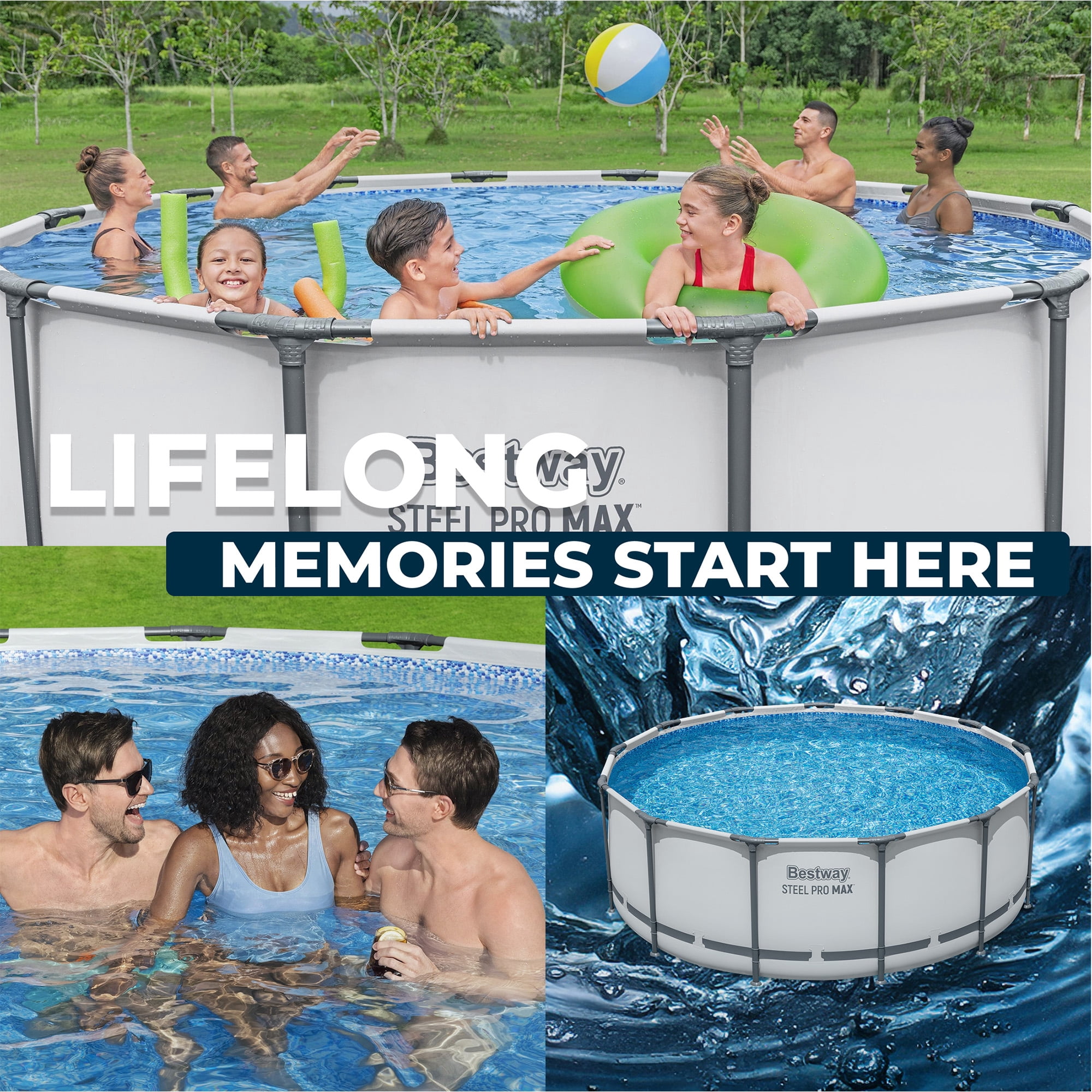 Bestway Steel Pro MAX 13'x48" Metal Frame Above Ground Pool Set w/ Pump, Ladder, & Cover