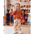 thumbnail image 3 of KIMI BEAR 2T Toddler Girl Outfit Set 3T Child Girls Clothes Ruffle Long Sleeves Pullover Top Floral Pants 2pcs Clothing Brown, 3 of 7