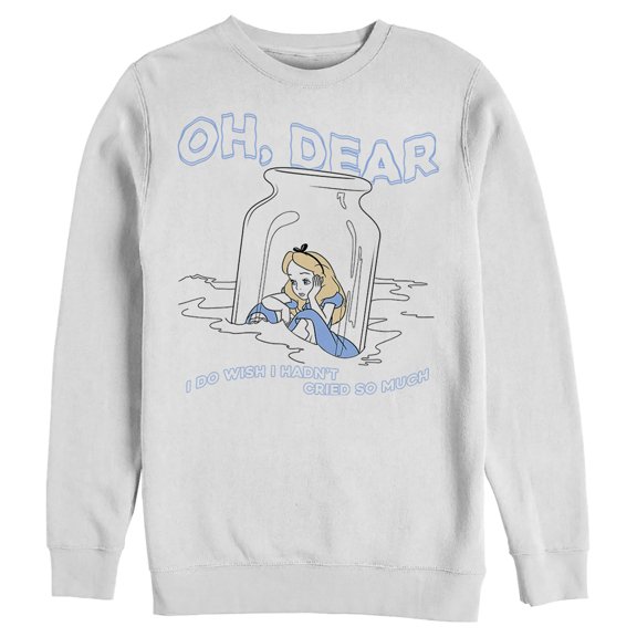 Men's Alice in Wonderland Alice Oh, Dear Cried So Much Sweatshirt White Medium