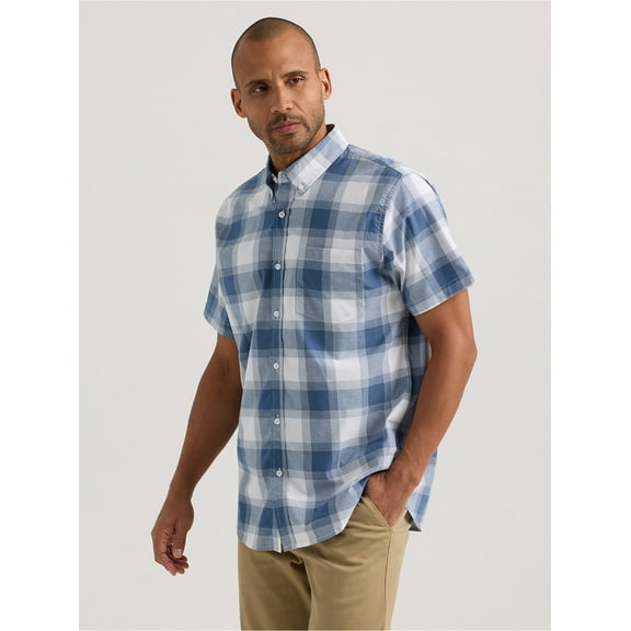 Men's Short Sleeve Plaid Button Down Shirt