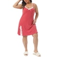 thumbnail image 2 of Agnes Orinda Women's Plus Size Sleep Dress Spaghetti Strap Side Slits Bow Nightgown Cami Sleeveless Lace Chemise Lounge Home Sleepwear 3X Pink, 2 of 6