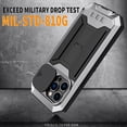 thumbnail image 4 of Case for iPhone 13 Pro Max,Military Grade 3 in 1 Metal Full-Body Rugged Stylish Kickstand Protective Case with Built-in Screen Protector Phone Case for iPhone 13 Pro Max,6.7 inch 2021 (Silver), 4 of 11