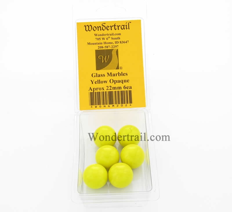 Yellow Opaque 22mm Glass Marbles Pack of 6 Wondertrail