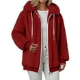 thumbnail image 6 of adviicd Women's Sherpa Fleece Hooded Jacket Zip Up Fuzzy Sweatshirts Fall Winter Warm Soft Cozy Clothes (Red, S), 6 of 6