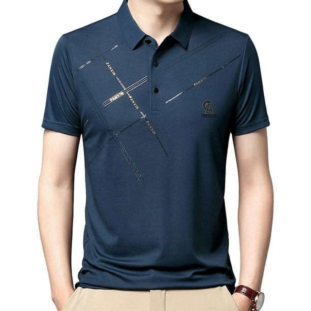 Camiseta de manga corta para hombre, ropa que absorbe el sudor, fina, de moda de verano. 3XL azul oscuro