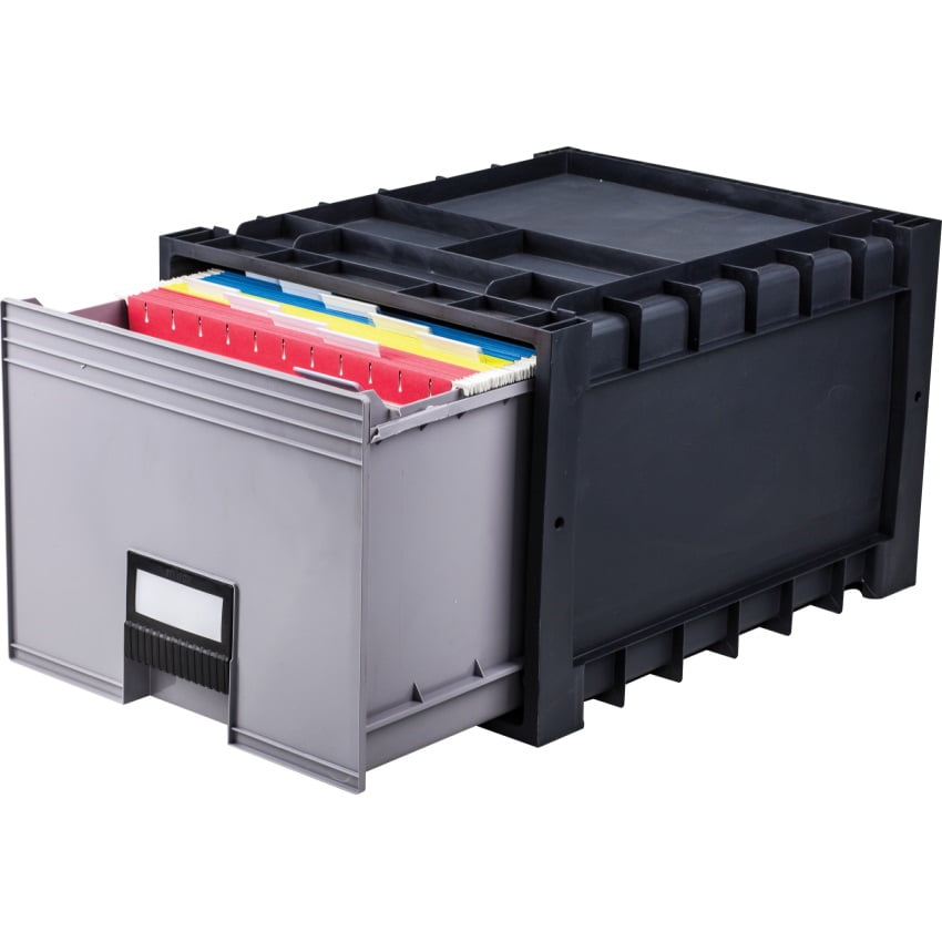 Plastic Archive Storage Box with Lid & Lock, Letter Size, 18Inch