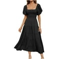 thumbnail image 2 of FcBaudy Robe à Manches Courtes à Encolure Carrée, Robes d'Été pour Femmes, Robes pour Femmes Robe Décontractée Confortable à Manches Courtes à Encolure Carrée Robe Robe Sans Manches Robe Courte Robe Femme, 2 of 4