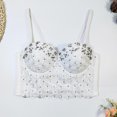 thumbnail image 3 of Lixiuxyad Casual Tank Tops Lace Camisole Rhinestone Beaded Crop Top Belly Dance Corset Slimming Fishbone Bustier Top For Fashionable Layering,White, 3 of 6