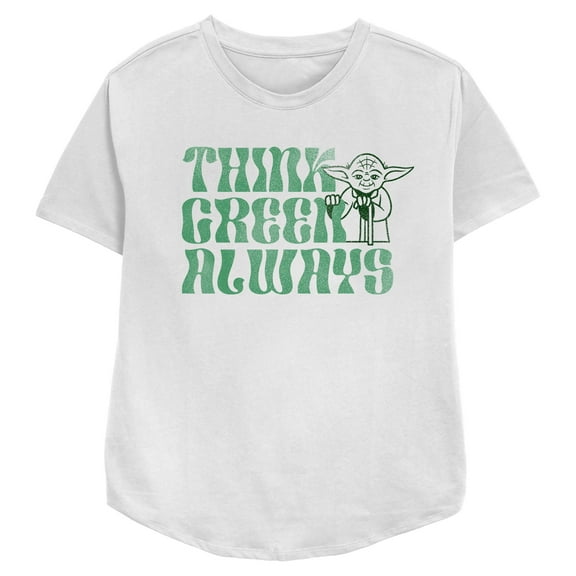 Women's Star Wars Yoda Think Green Always  Graphic T-Shirt