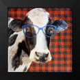 thumbnail image 2 of Loreth, Lanie 12x12 Black Modern Framed Museum Art Print Titled - Cool Cow on Pattern, 2 of 5
