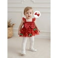 thumbnail image 5 of Miaouyo Infant Baby Girl Christmas Outfit 0 3 6 9 12 18 Months Sleeveless Stars Bows Tulle Patchwork Romper Dress with Hairband, 5 of 9