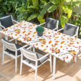 thumbnail image 2 of Orange Leaves Fall Table Cloths for 8 Foot Rectangle Tables, Branches Birds Pine Cones Patio Waterproof Elastic Fitted Tablecloths, Washable Rectangular Table Cover for Camping, 2 of 8