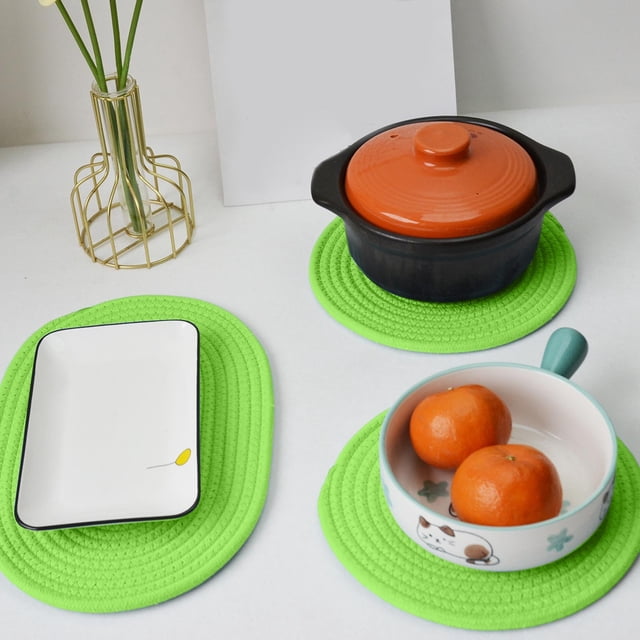 Woven Round Placemats Thermal Insulation Durables Table Insulation Coasterss Coasterss 3pcs
