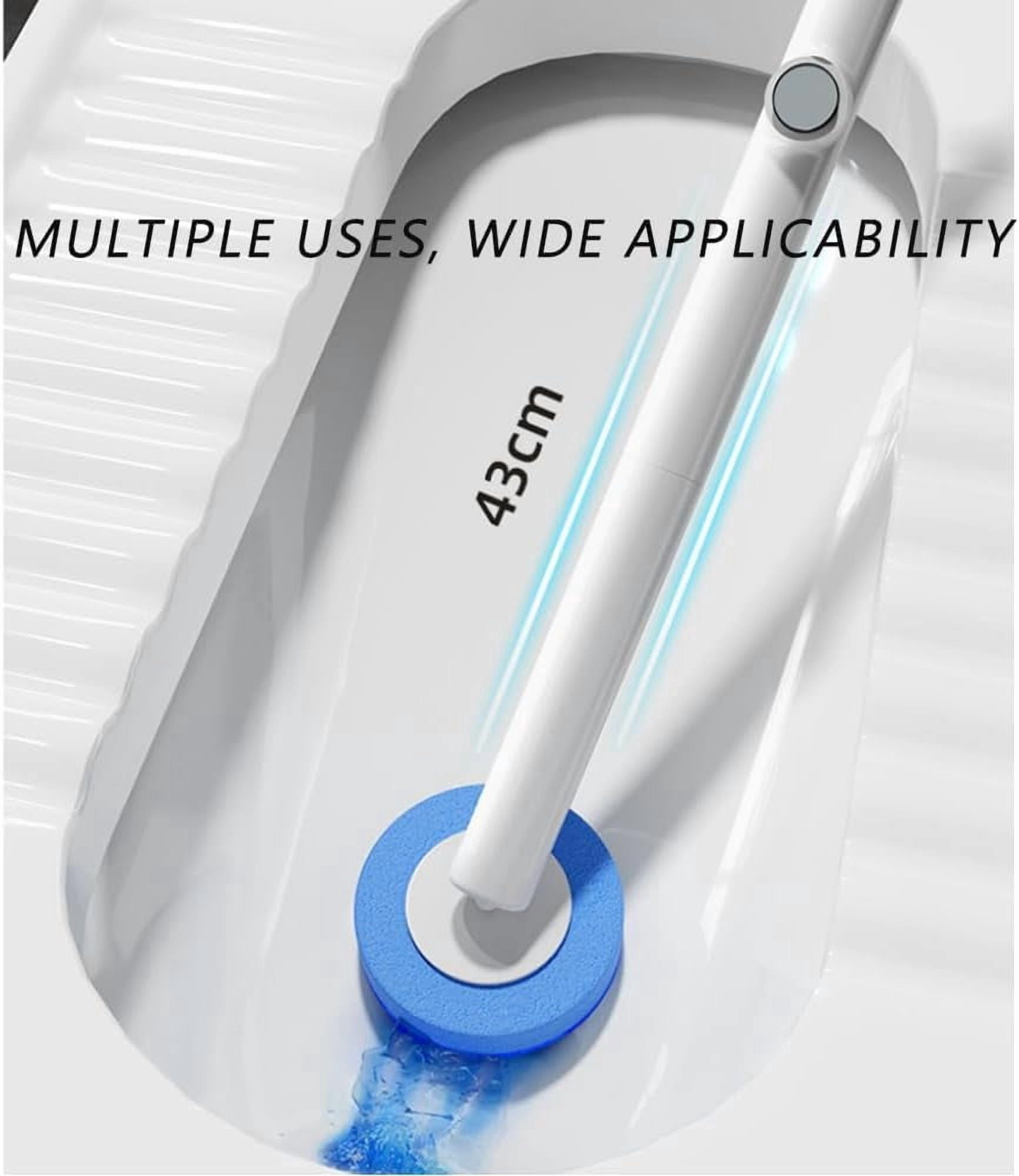 Disposable Toilet Brush with Wall Mount - No Touch Self-Cleaning Pad Kit, 360° Scrubber for Deep Clean, White(DSF)