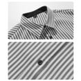 thumbnail image 5 of LNWUY Men's Casual Button Down Striped Shirts Long Sleeve Collared Cotton Linen Shirts Fashion Business Shirt with Pocket Gray M, 5 of 9