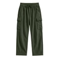 thumbnail image 5 of Spazoro Boys Corduroy Cargo Pants with Multi‑Pockets, Elastic Waist Loose Fit Straight Leg Solid Color Drawstring Casual Trousers for Daily Street Army Green Size 7-8, 5 of 7