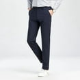 thumbnail image 5 of Tailored Navy Blue 4-Way Stretch Dress Casual Pant In Icy Cotton, 5 of 10