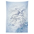 thumbnail image 3 of Ambesonne Ocean Life Tablecloth Rectangular Table Cover, Sketch Scuba Diver, 52"x70", Multicolor, 3 of 4