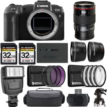 Canon EOS RP Mirrorless Camera +100mm f/2.8 L Macro IS USM Lens +Flash- Kit