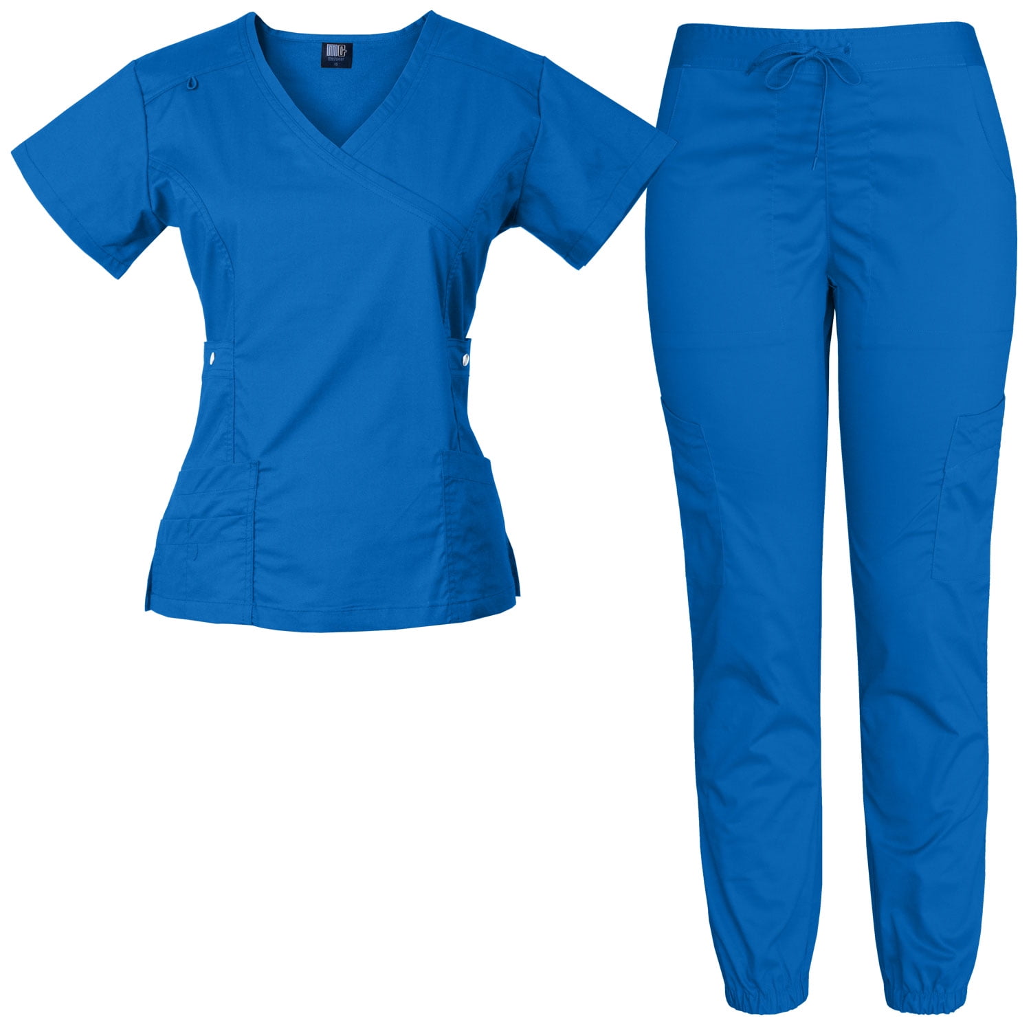 Medgear Women's 12-Pocket Stretch Jogger Scrub Set, Royal, XL - Walmart.com