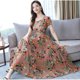 thumbnail image 4 of Mujer Maxi Vestido De Verano Floral Impresión Flor Cuello Redondo Manga Corta Suelta Largo Pakaian Wanitapangjing, 4 of 4