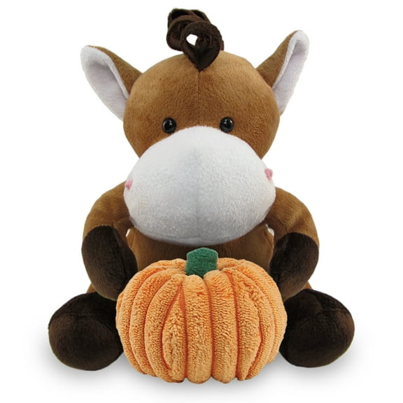 DolliBu Super Soft Horse Stuffed Animal with Pumpkin Plush Decor - Horse Pumpkin Plush Farm Animal for Fall, Halloween and Thanksgiving, Pumpkin Plush Toy for Baby, Kids, Adults - 6 Inches