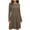 Brown, variant on Women's Long Sleeve Round Neck Solid Dress Button Cuffs Loosen Casual Shift Dress Ideal For Spring Summer Daily Comfort Wear
