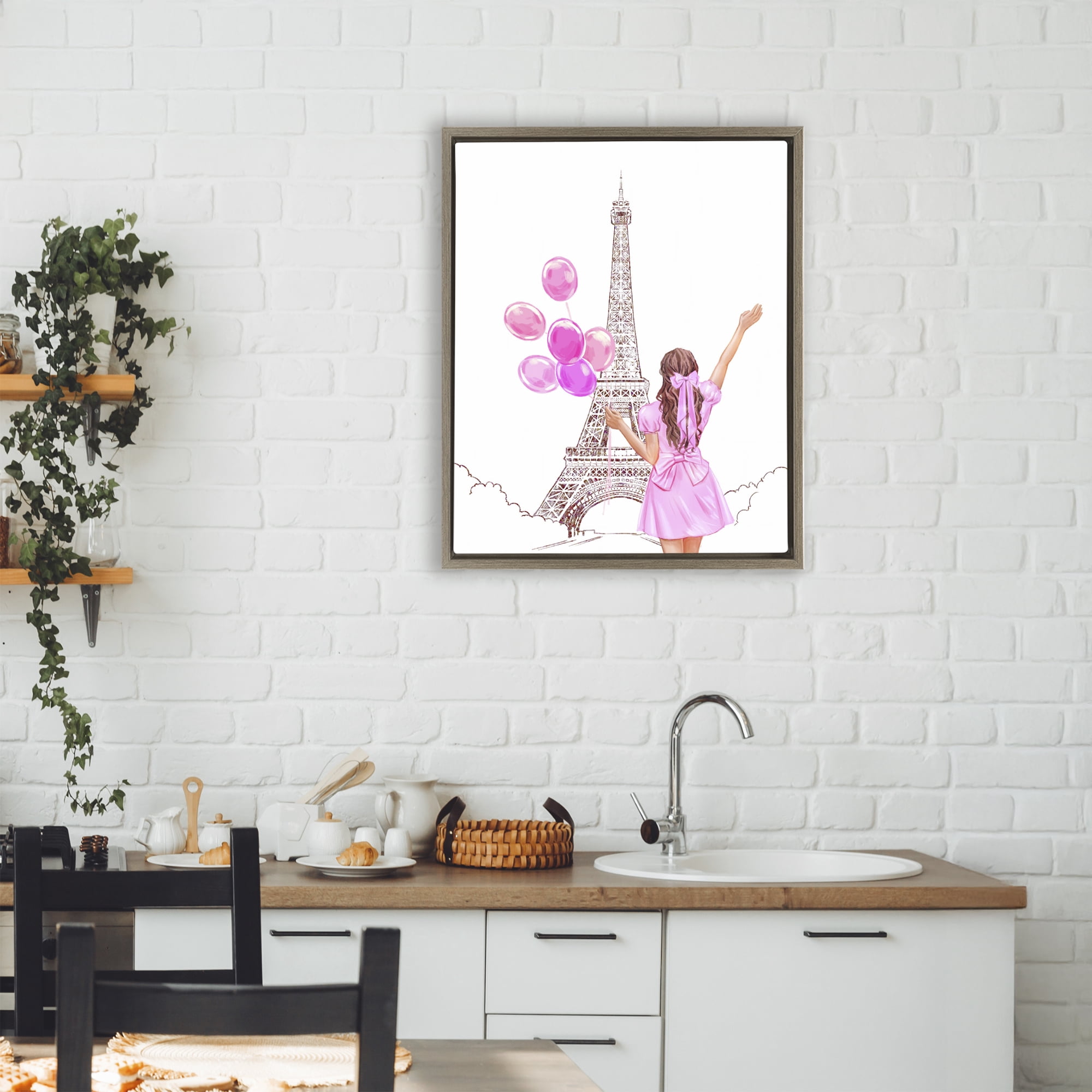 Stupell Industries Chic Paris Celebration Brown Framed Floater Canvas Wall Art, design by Ziwei Li