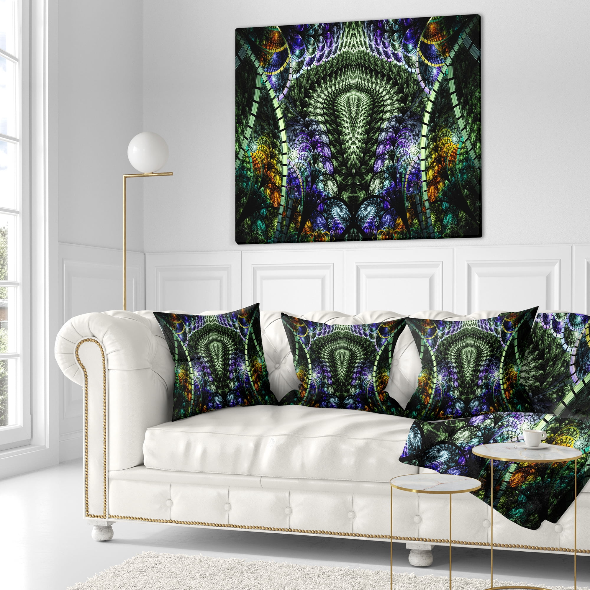 Designart Unique Colorful Fractal Design Pattern - Abstract Throw Pillow - 16x16