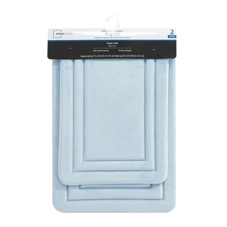 Unique Bargains Memory Foam Bathroom Mat Non Slip Soft Bath Mats Rugs  Machine Washable 2 Pcs Blue : Target