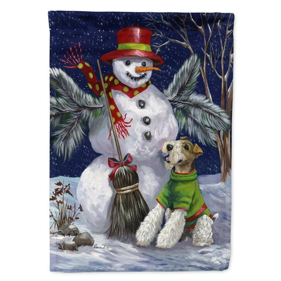 Carolines Treasures PPP3095GF Fox Terrier Christmas Winter Fun Flag Garden Size  Small multicolor