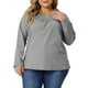 thumbnail image 1 of Blusas de mujer de tallas grandes Agnes Orinda, camisetas de manga larga con cuello acanalado y recogido, blusas sueltas y casuales, 3X gris, 1 of 6