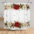 thumbnail image 6 of Nanqianyi Merry Christmas Shower Curtain,Red Poinsettia Snowflake Winter Polyester Fabric Bathroom Decor,Waterproof with Hooks 47 W x72 L Inch, 6 of 6