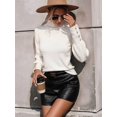 thumbnail image 6 of Women'S Fall Winter High Neck Sweaters for Women Lantern Sleeve Knitted Pullover Sweater Jumper Tops White L, 6 of 7