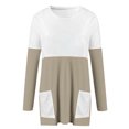 thumbnail image 4 of Diufon Fall Tunics for Women Trendy Color Block Blouses Round Neck Long Sleeve Tops with Pockets, 4 of 4