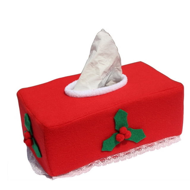 Mobutofu 2ensemble Boîtes de Rangement pour Mouchoirs de Fête de Noël en Tissu Rouge pour la Maison