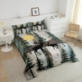 thumbnail image 2 of Elk Deer Bedding Set Lodge Cabin Backdrop Twin Comforter&nbsp;Set for Girls,Christmas Reindeer Pine Trees Quilt Woodland Wildlife Moose Duvet Insert,Rustic Home Decor,Grey Brown, 2 of 6