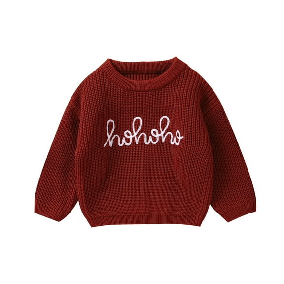 Okbabeha Baby Christmas Sweaters Cute Long Sleeve Letter Embroidery Knit Pullover Infant Toddler Girl Boy Winter Holiday Top