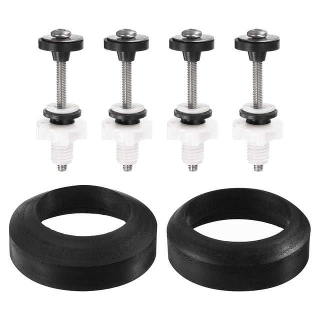Kit de juntas de tanque a tazón Uxcell 4Pack, pernos de tanque de inodoro con tuercas, arandelas de goma, 2Pack de anillos de goma selladores