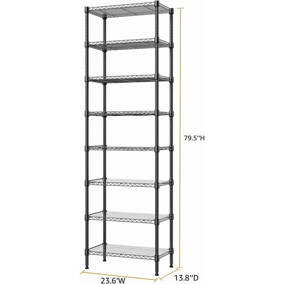 8 Tier Metal Wire Shelf Rack Storage Shelving Unit Organizer for Kitchen Black