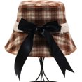 thumbnail image 2 of CoCopeaunts Vintage Plaid Women's Bucket Hat Shade Basin Hat Fashion Casual Folding Lady Winter Fisherman Hat with Black Bowknot, 2 of 8