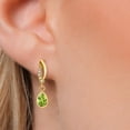 thumbnail image 3 of Gem Stone King 14K Yellow Gold Green Peridot and Lab Grown Diamond Earrings for Women | 1.42 Cttw | Gemstone August Birthstone | Pear Shape 7X5MM, 3 of 6