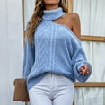 thumbnail image 4 of Babysbule Plus Size Womens Sweaters New Arrivals Fashion Women Solid Long Sleeve Pullove Turtleneck-Neck Casual Sweater Tops Clearance Women's Fashion, 4 of 6