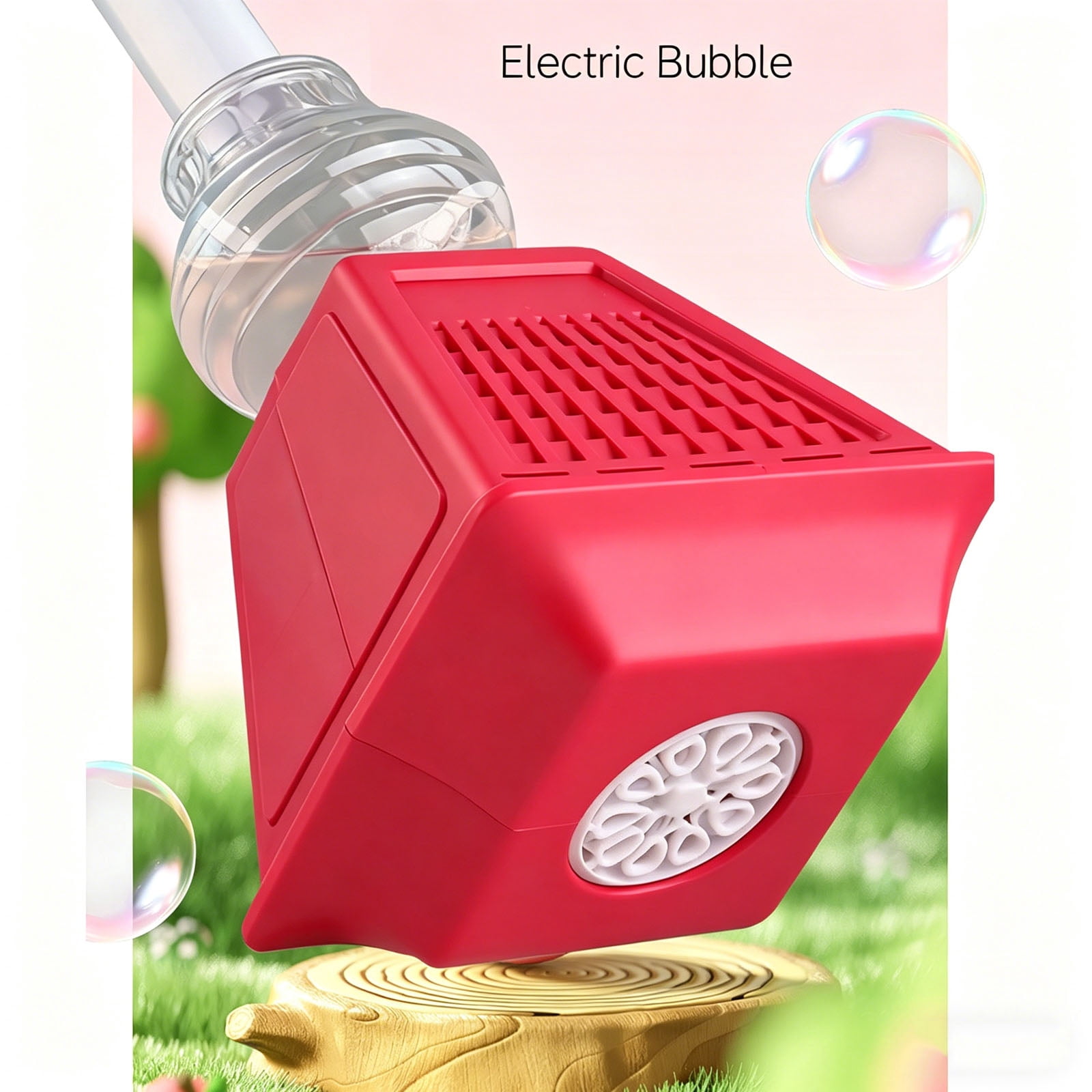 Bubble Stand Machine - Standing Bubble Machine, 2026 New Splashy Surprises Bubble Maker, Light Up Lantern Bubble Machine, Height Adjustable with Light/Music (Red, 150ml)