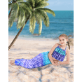 thumbnail image 4 of CARETOO Girls Swimsuit Mermaid Tail Swimming suits Kids Summer Tankini Set  Multi Ruffled Trim Halter Colorful Fish Scale Pattern Set Swimwear 4-10 Years 3PCS Princess Bathing Suit, 4 of 7