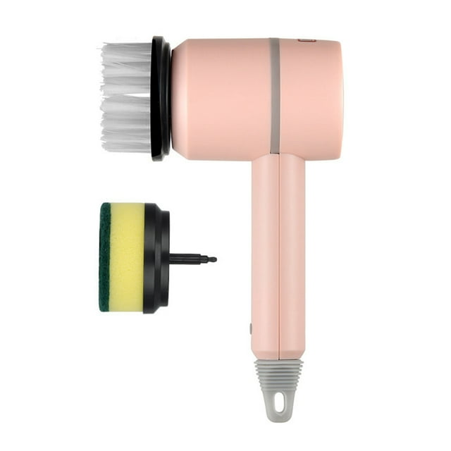 Limpieza EléCtrica Cepillo de Platos InaláMbrico de Mano PráCtico Limpiador MultifuncióN Cepillos Dormitorio Cocina Inodoro, Rosa