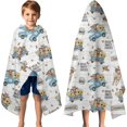 thumbnail image 3 of White Highland Cow Blue Truck Pattern Hooded Bath Towel，60"x35" for Ages 3 To 12 Kids, Quick Dry Lightweight Soft Microfiber Hood Beach Towel Cover Up for Kids, 3 of 7