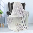 thumbnail image 4 of Saying Soft Flannel Fleece Throw Blanket, Country Style House Trees Sketch Illustration Its a Day Words, Cozy Plush for Indoor and Outdoor Use, 50" x 60", Lavender and White, by Ambesonne, 4 of 5