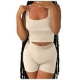thumbnail image 2 of Riforla 2 Piece Sets for Women Matching Workout Set Cropped Tank Tops and High Waist Yoga Leggings Active Wear Sets for Women 2 Pieces Beige S, 2 of 4