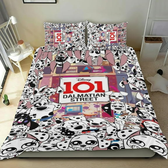 3 Piece Bedding Set For 101 Dalmatians Duvet Cover Sets Comforter Cover Set Cute Super Soft For Teens Kids Bedroom Gifts,1 Duvet Cover with 2 Pillowcases Twin